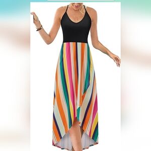 Women's Vibrant Striped Racerback Maxi Dress